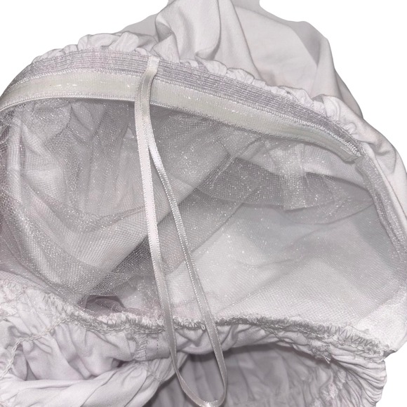 Francesca's White Peplum Top Square Neck Puff Sleeve Blouse Women's Small - Picture 7 of 8